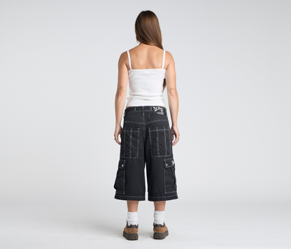 W HYDRO CHILL MICROSUEDE CARGO SHORT 15" INSEAM BLACK