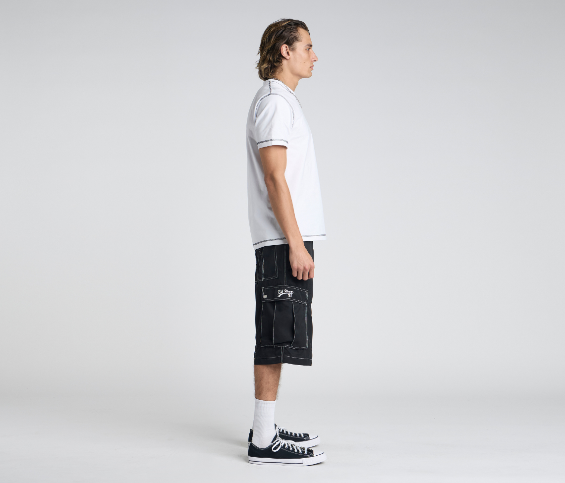 HYDRO CHILL MICROSUEDE CARGO SHORT 15" INSEAM BLACK