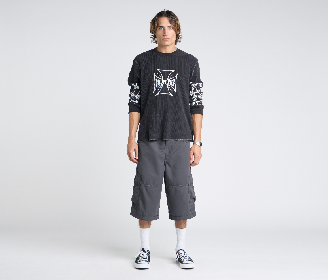 HYDRO CHILL MICROSUEDE CARGO SHORT 15" INSEAM CHARCOAL