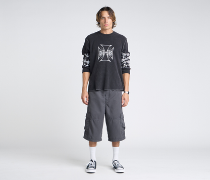 HYDRO CHILL MICROSUEDE CARGO SHORT 15" INSEAM CHARCOAL