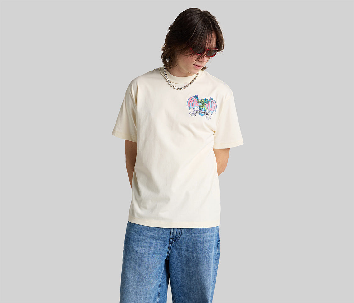 BATWEAR REVERSE NECK GRAPHIC TEE - NATURAL