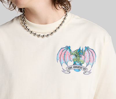 BATWEAR REVERSE NECK GRAPHIC TEE - NATURAL