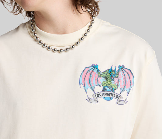 BATWEAR REVERSE NECK GRAPHIC TEE - NATURAL