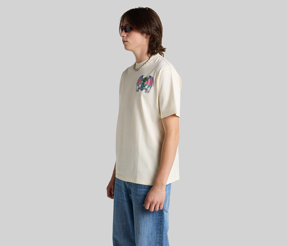 BATWEAR REVERSE NECK GRAPHIC TEE - NATURAL