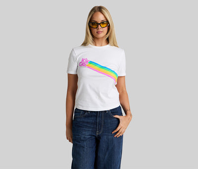 RAINBOW KIKGIRL GRAPHIC TEE - WHITE
