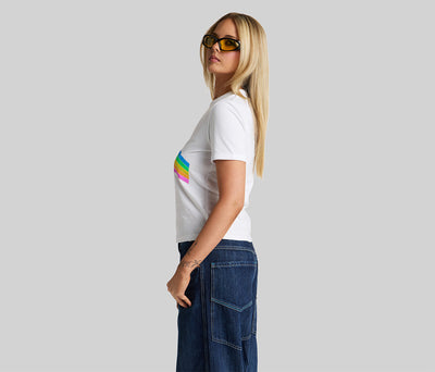 RAINBOW KIKGIRL GRAPHIC TEE - WHITE