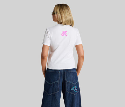 RAINBOW KIKGIRL GRAPHIC TEE - WHITE
