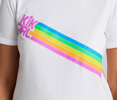 RAINBOW KIKGIRL GRAPHIC TEE - WHITE