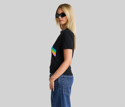 RAINBOW KIKGIRL GRAPHIC TEE - BLACK