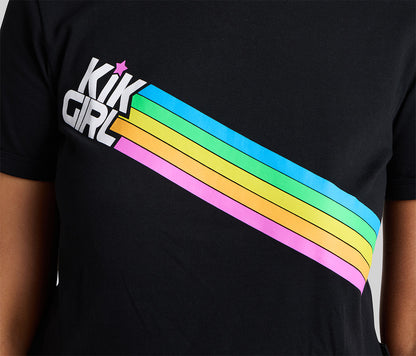 RAINBOW KIKGIRL GRAPHIC TEE - BLACK