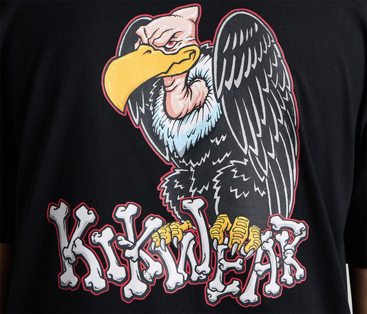 VULTURE REVERSE NECK GRAPHIC TEE - BLACK