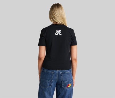 RAINBOW KIKGIRL GRAPHIC TEE - BLACK