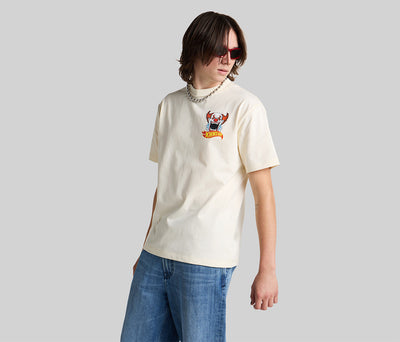 CLOWN REVERSE NECK GRAPHIC TEE  - NATURAL